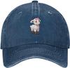 Pink Bow Lamb Embroidered Baseball Cap Washed Denim Casual Adjustable Cotton Hat Unisex
