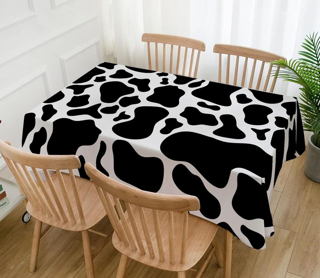 Farm Animal Cow Print Rectangle Waterproof Tablecloth Holiday Party Decorations Farmhouse Kitchen Dining Tablecloth Party Decor