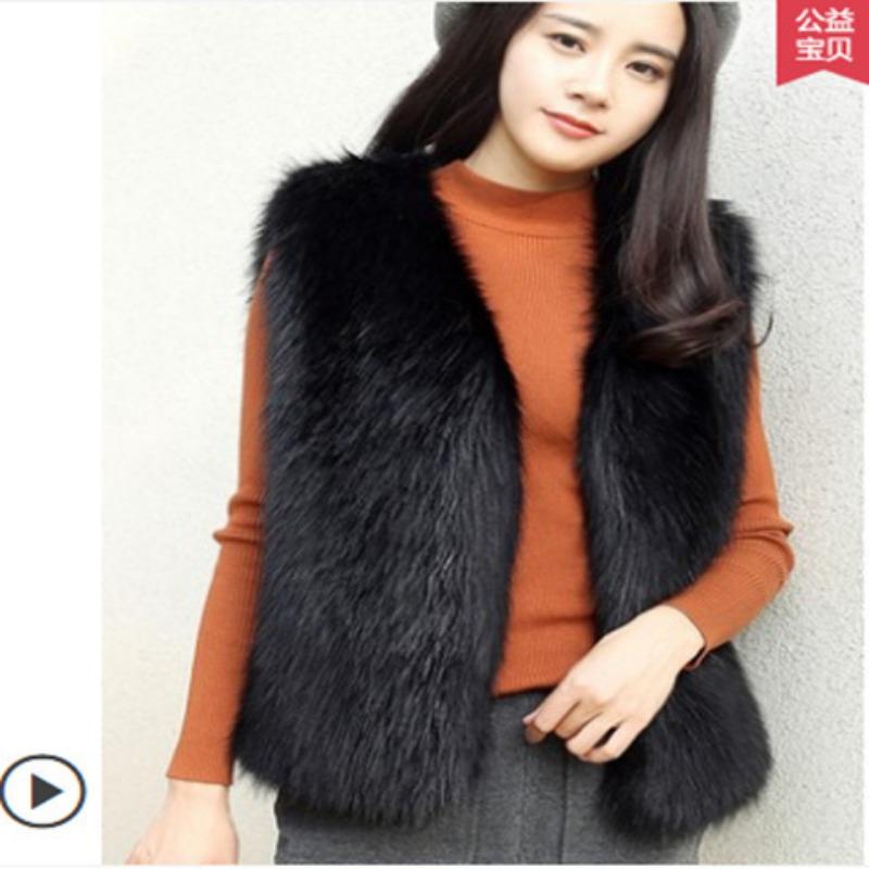 Imitation fur vest women's short autumn and winter new imitation fox fur vest thickened vest plush jacket