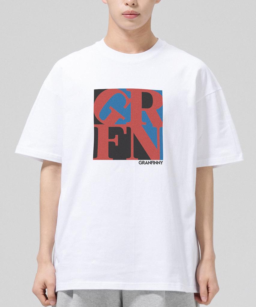 Geulaenpini Square Art Logo Oversized Short Sleeve T-Shirt 4 Colors