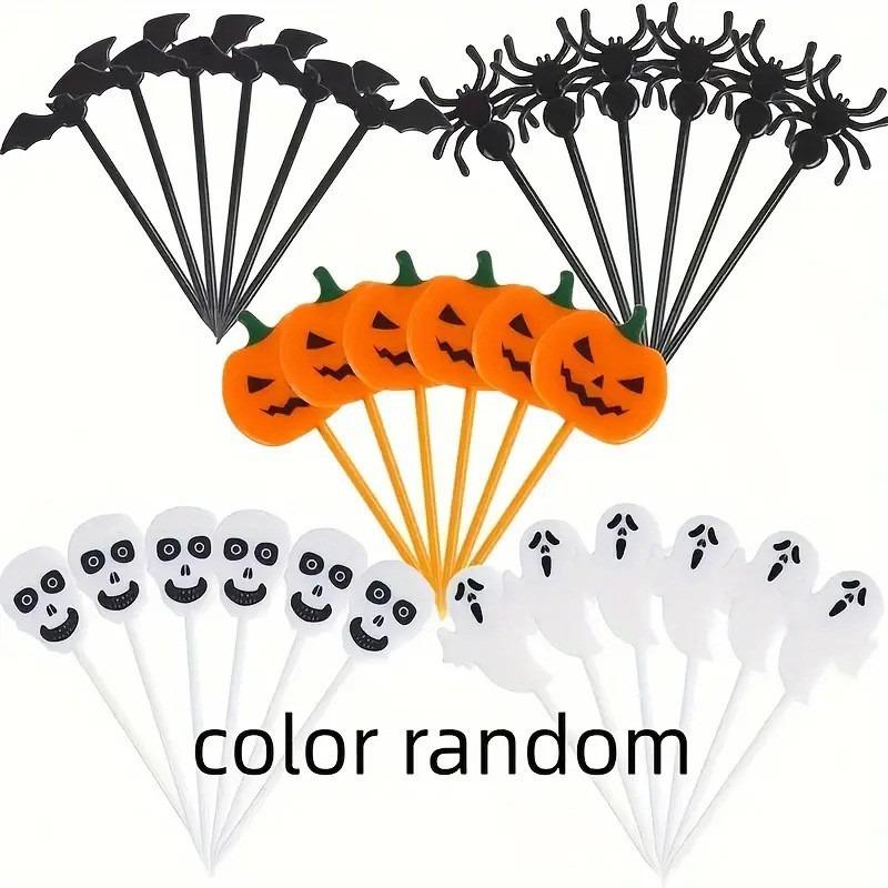 Halloween Toothpicks Mix Set Pumpkin Ghost Bat Fruit Fork Dessert Cocktail Cake Decoration Picks Halloween party Supplies