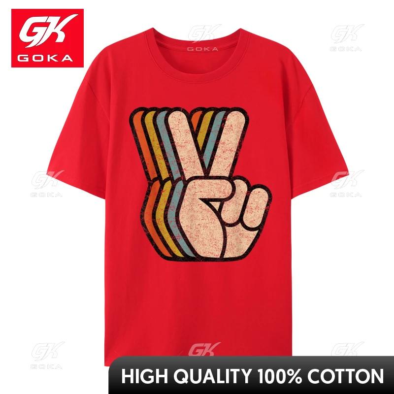 

Retro Peace Sign V Fingers Vintage Prevalent Young T Shirts Customized Tees Pure Cotton ONeck Design Sweatshirts S