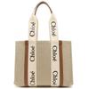 Chloe Woody Medium Tote A4 Size Compatible Bag, Beige/Brown, Women's, CHC22AS383I26, 90U, [Used]