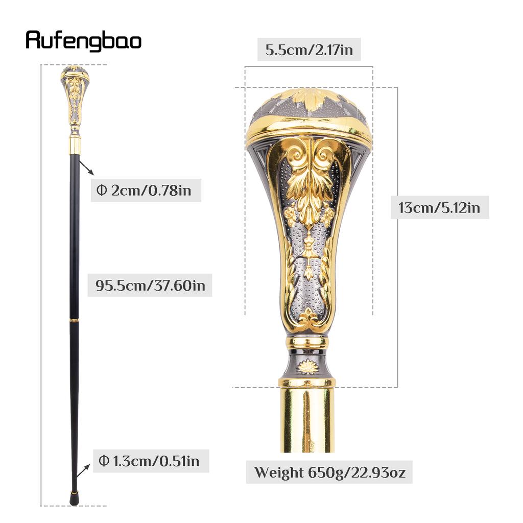 Gyllene svart lyxigt rundbladshandtag Mode käpp för fest Dekorativ promenadkäpp Elegant knopp Crosier knopp 95 cm
