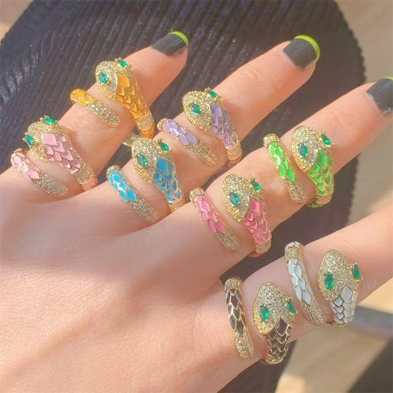 Women's adjustable copper micro-inlaid zircon gold ring