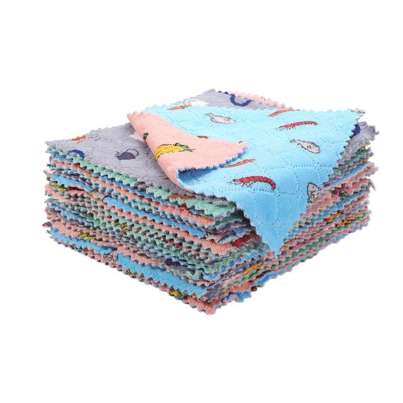 5-30PCS Microfiber Kitchen Towel Super AbsorbentCoral Fleece Oil Removing Wave Texture CleaningCloth Dishwashing Rag Accessories