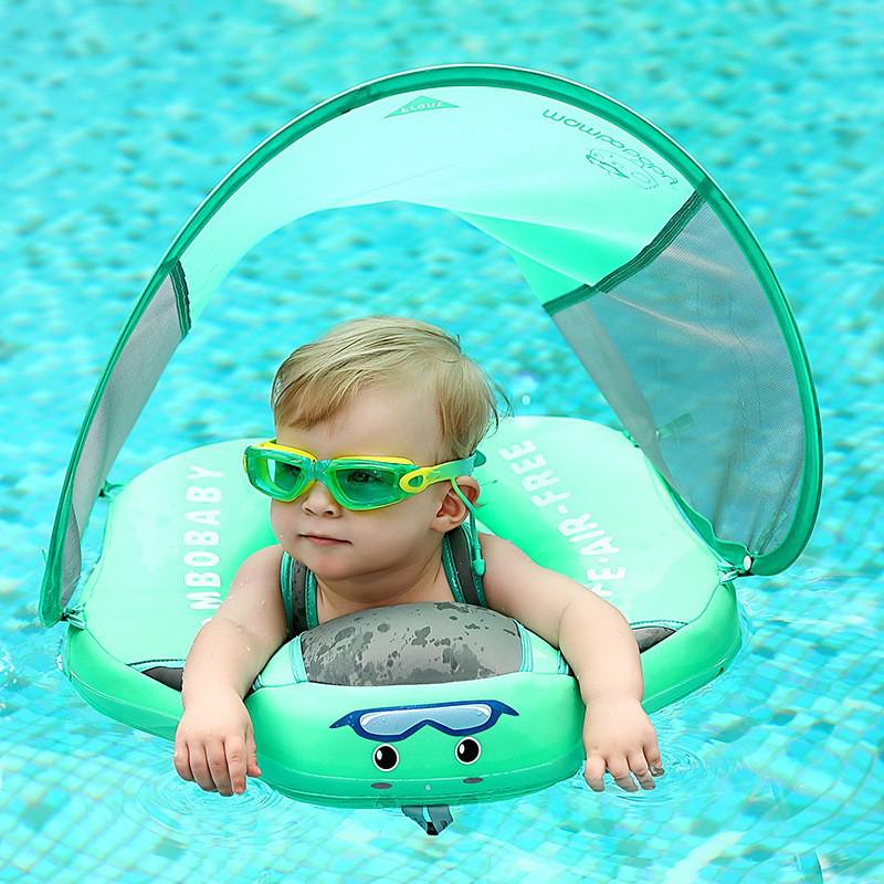 Mambobaby Infant & Toddler Inflatable-Free Float with Sun Canopy for Swimming Pool