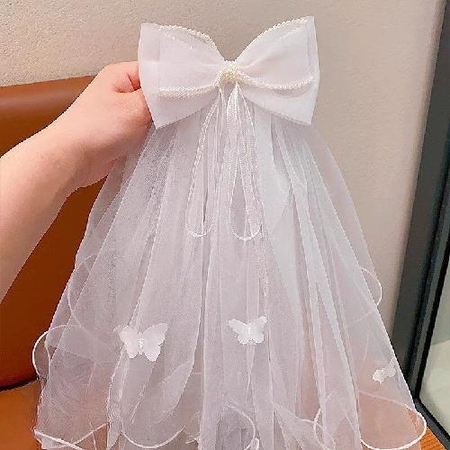 Halloween Veil Bow Hairpin Black 2025 New Holiday Dress Up Photo Props Large Headdress Hair Accessories