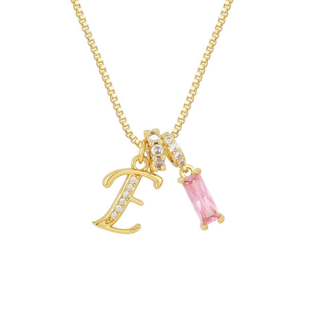 Kreuz Trend Rosa Diamant Schlüsselbein Halskette: Personalisierter 26-Buchstaben-Anhänger im Europäischen & Amerikanischen Mode-Stil