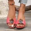 Ladies Shoes 2026 Hot Sale Open Toe Women's Slippers Summer Flowers Solid Outdoor Casual Beach Wedge Heel Large Size Slippers