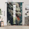 2pcs Dragon Design Blackout Curtains for Living Room  Polyester Retro Style with Grommet Top   Machine Washable   Vibrant