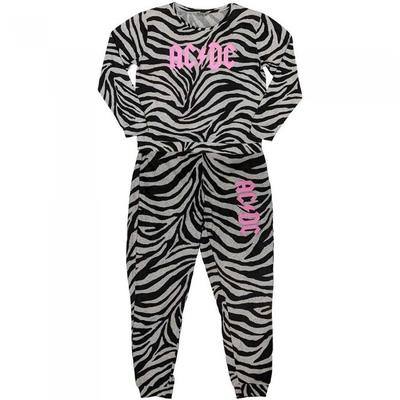 Womens/Ladies Zebra Print Logo Long Pajama Set