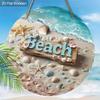 2D, Summer Beach Shells Starfish Wood Round Sign Summer Home Office Wall Decoration Seaside Party Decoration Rustic Farmhouse Bathroom Shelves