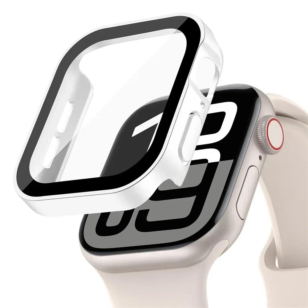 Tempered Glass Cover for Apple Watch Case 46mm 42mm 45mm 41-44-40mm Screen Protector Series 10 7 8 9 SE 5 6 4 IWatch Accessories