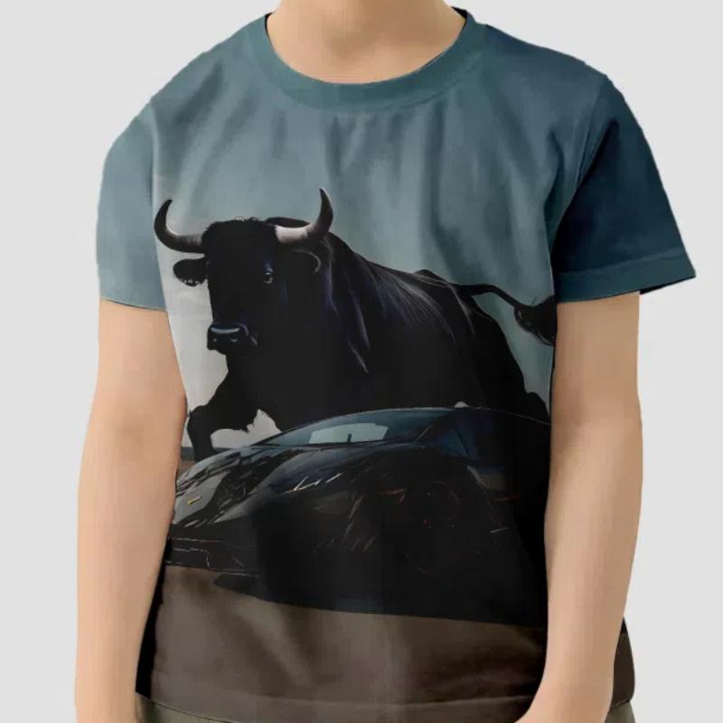 Moda Cool Mașini de curse și animale Tricou pentru băieți Ocazional de vară Lejer Comod Tricou cu mânecă scurtă Topuri Îmbrăcăminte pentru copii pentru băieți