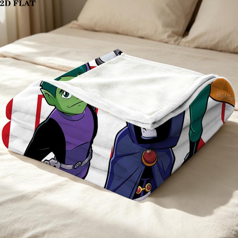 Teen Titans Print Flannel Blanket, High Quality Comfortable for All Seasons, Home Decor, Warmth and Comfort, Perfect for Christmas Gifts