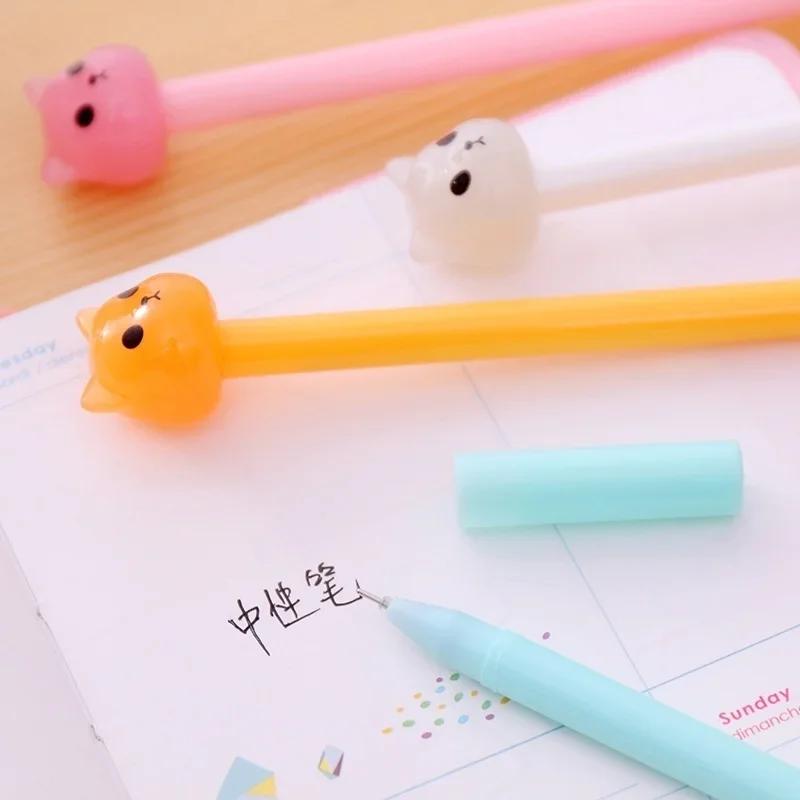 5 Pcs Set Cute Kawaii Neutral Cat Gel Pen Office Writing Supplies Gifts Color Random Korean Stationery Back To School