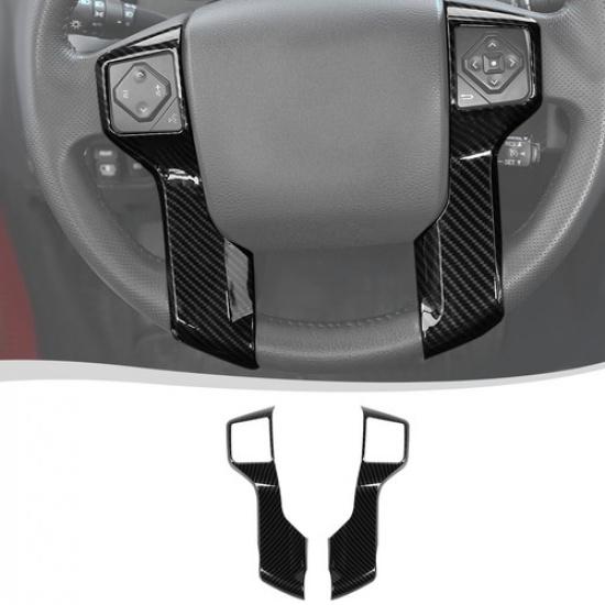 2pcs Carbon Steering Wheel Button Panel Cover Trim For 4Runner 2010+ With 2 Hole