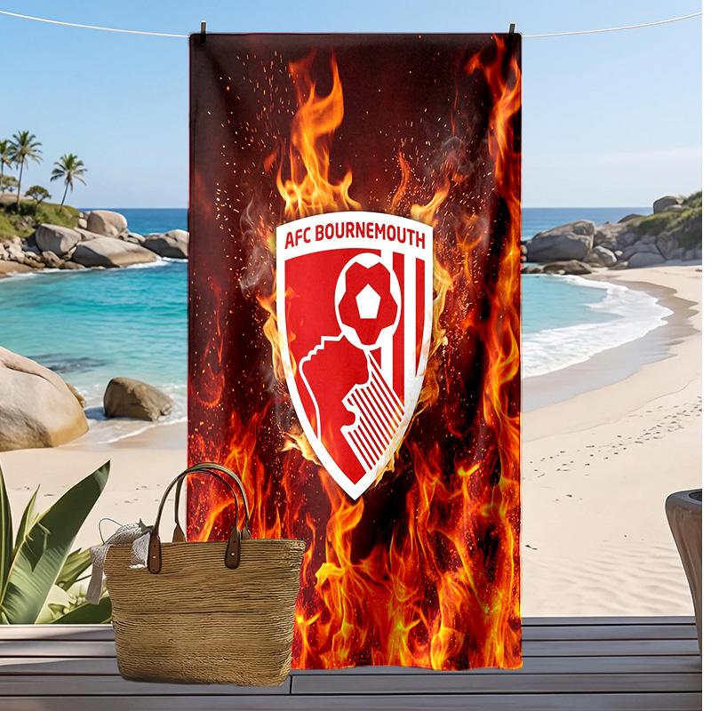 Toalla de Playa con Estampado de Fútbol del Bournemouth, Toalla Grande Suave de Secado Rápido para Playa, Camping, Natación