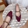 Sheepskin~ French pointed tip with Mary Jane shoes, new small inner height increase with skirt, shallow mouth single shoes for women