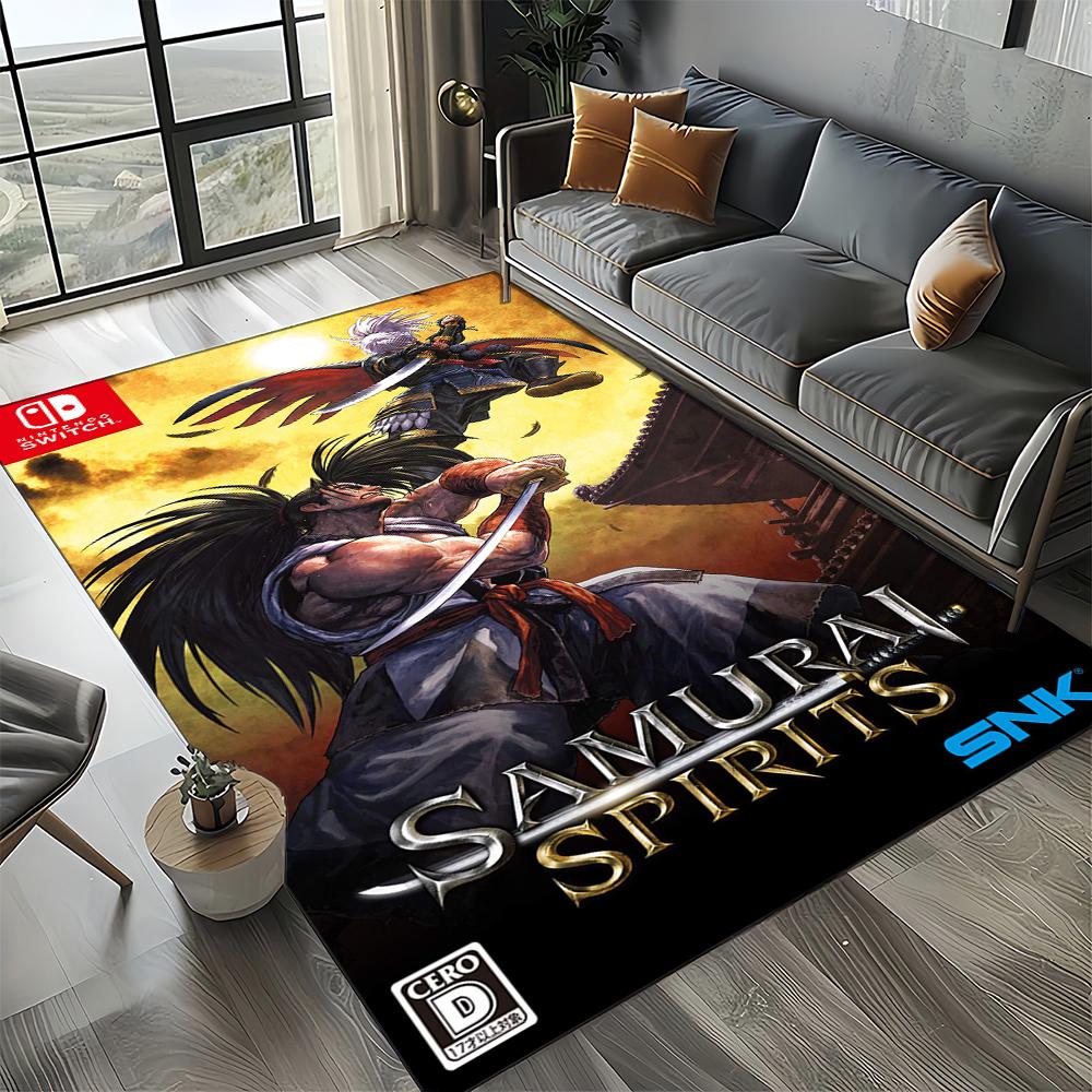 Retro Game Samurai Spirits Shodown Haohmaru Cartoon Carpet Rug for Living Room Bedroom Home Sofa Decoration,Non-slip Floor Mat