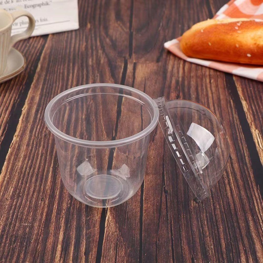 50pcs 250/360/500ML Disposable Cake Cup Transparent Salad Cup Multipurpose Ice Cream Cup Business