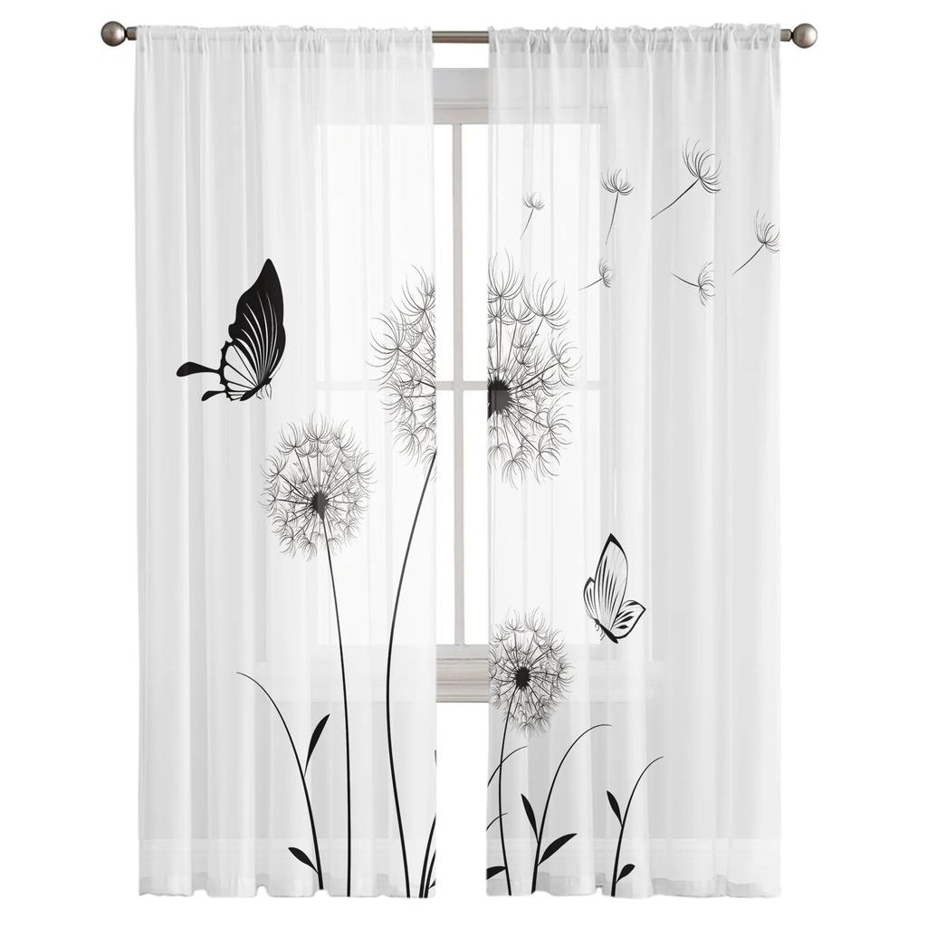 Dandelion Pattern Modern Tulle Curtains for Living Room Bedroom Home Kitchen Window Sheer Curtains