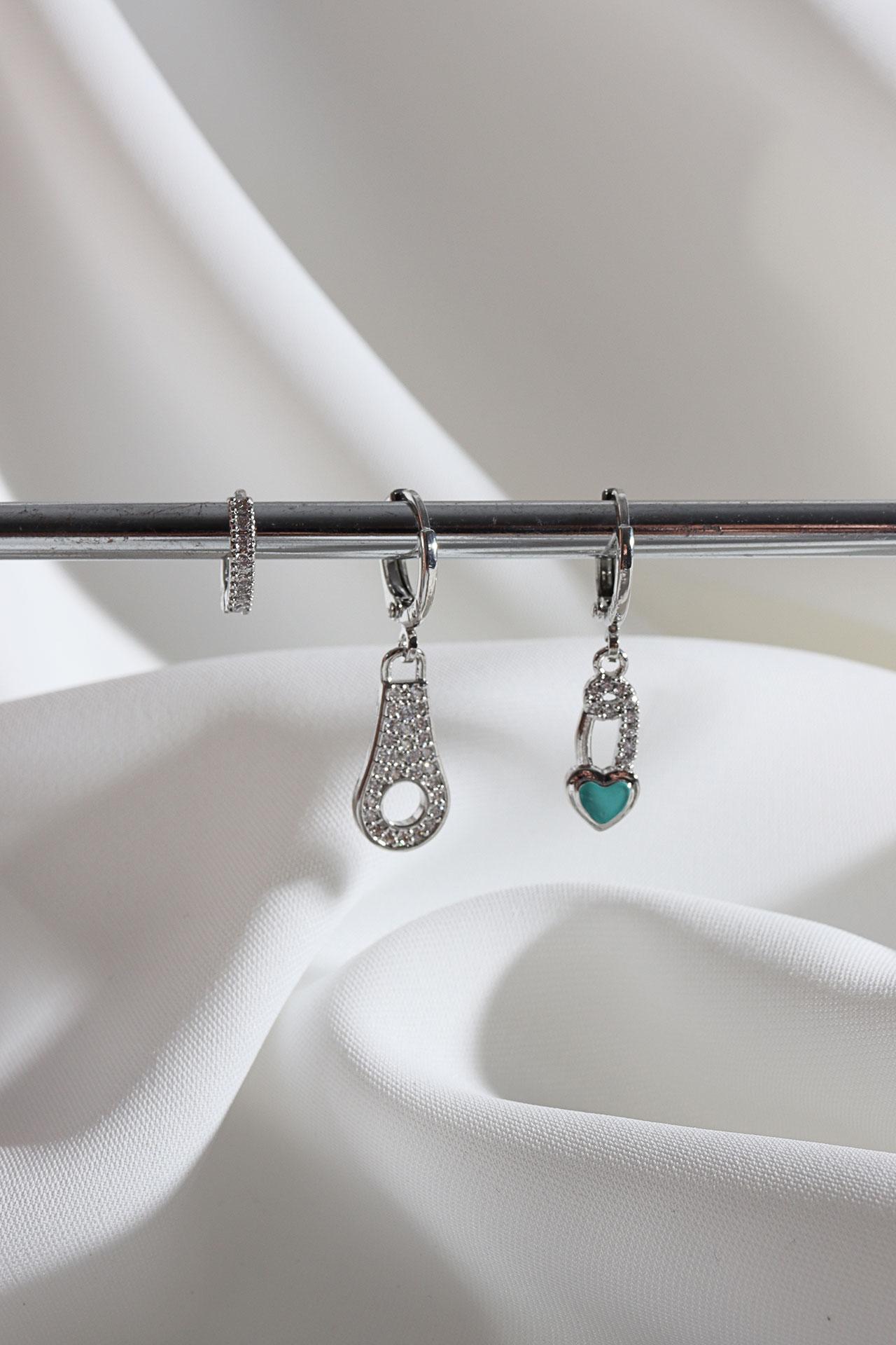 

Серьги-кольца из трех частей Vip Collection, серебряные, с синей эмалью