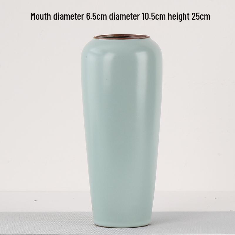 Elegant Celadon Vase: Classical Ru Kiln Ceramic for Hydroponic Flower Arrangements and Living Room Decor