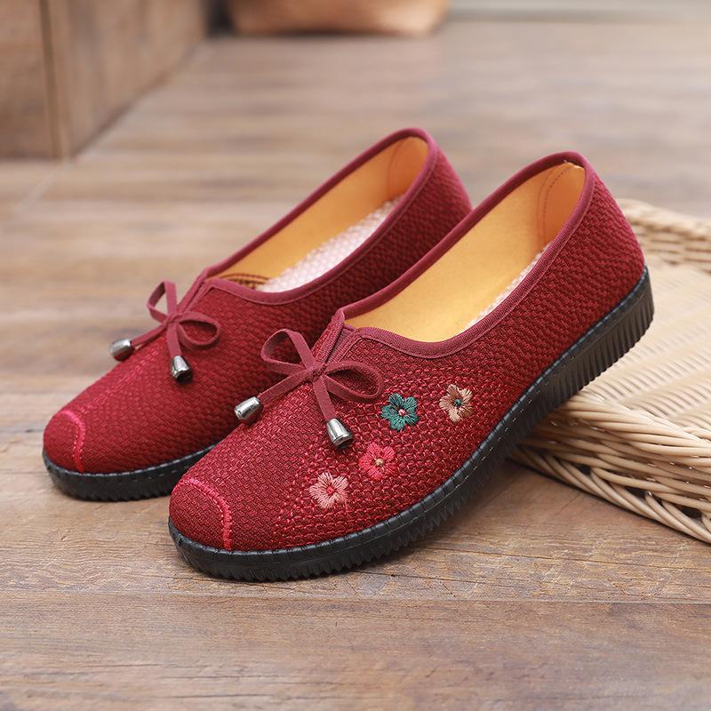 Damskie mokasyny na co dzień wsuwane codzienne płaskie buty robocze eleganckie buty damskie lekkie, oddychające wygodne haftowane mokasyny z okrągłymi noskami