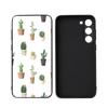 Cute Cactus Luxury Black Phone Case For Samsung Galaxy S23 S24 S25 Ultra S22 Plus S21