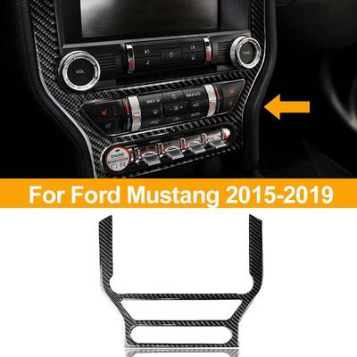 LHD Carbon Fiber Interior CD Panel Decor Cover Trim For Ford Mustang 2015-2019 Car Center Console Multi-media Trim Frame Sticker