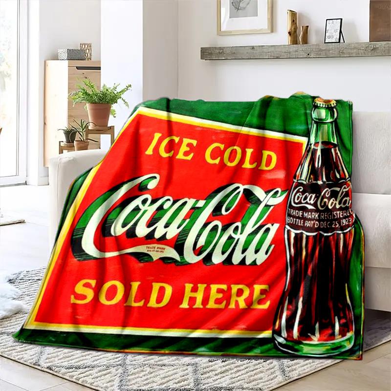 Christmas Gift Halloween Themed Cola Beverage Coca Cola Blanket Soft Home Furnishing Nap Decoration Four Seasons Warm Sherpa Blanket U7
