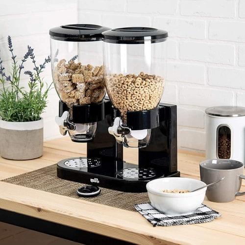 GHDVOP Cereal Dispenser, Large Capacity 2L, Dual-Row, Stylish Dry Food Dispenser for Kitchen Countertops, Keeps Food Fresh, Storage Unit for Rice, Cer
