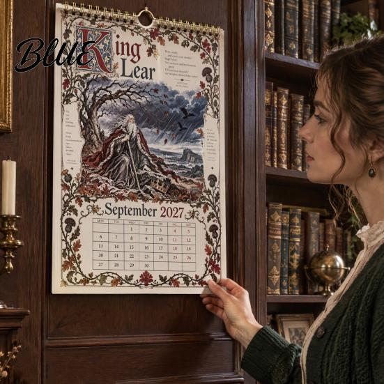 Classical Literature Aesthetic Organizer 2027 Wall Calendar Vintage Illustrated Hanging Calendar with 12 Plays Through Romance Collectible