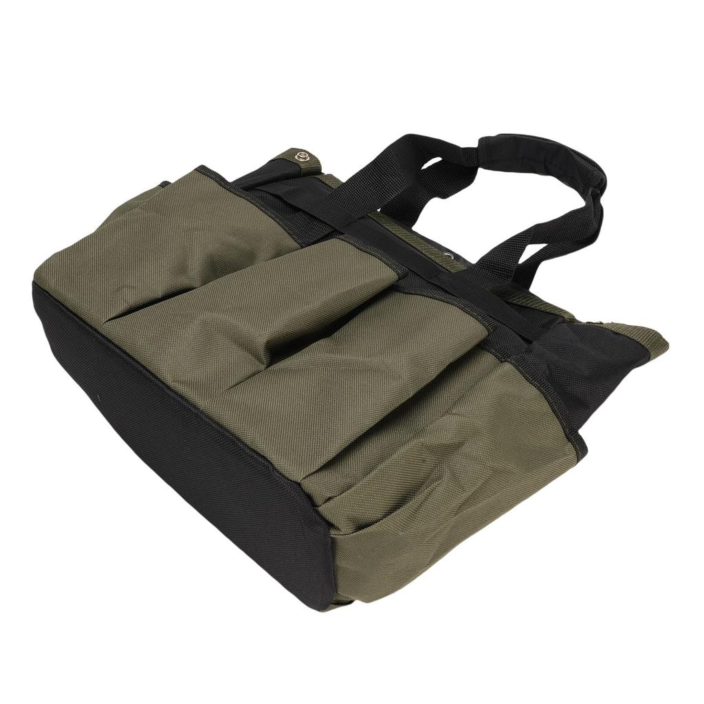 Garden Tool Bag Green 600D Oxford Cloth Splash Proof PE Board Bottom Gardening Bag with Multiple