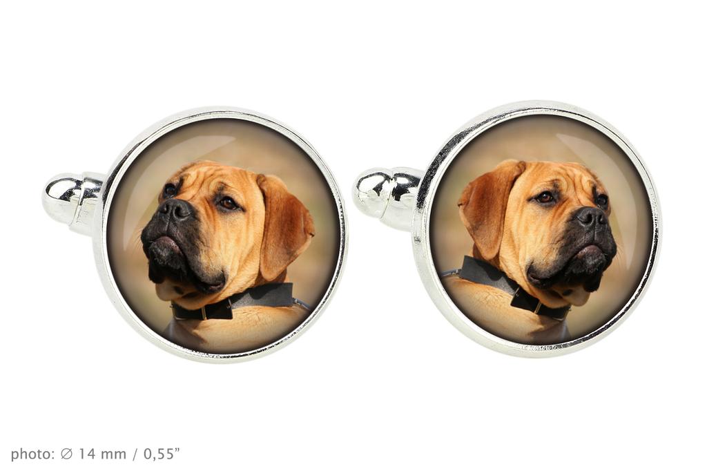 Bullmastiff - cufflinks and tie with your photo, a suit decoration, men's jewelry from the Art-Dog brand.