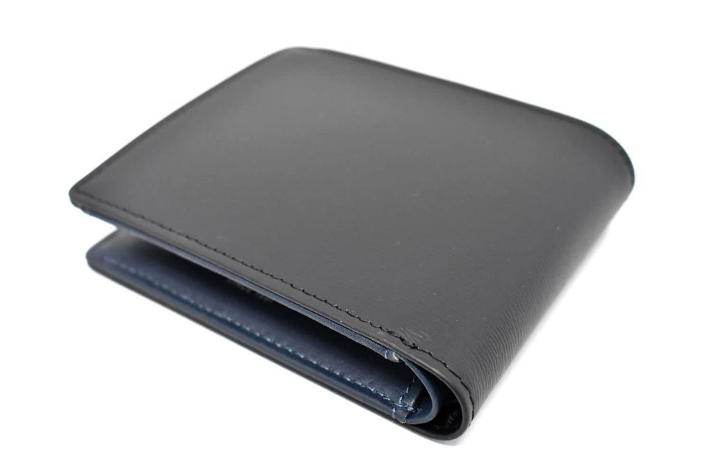 Prairie 1957 Black French Box Calf Bifold Wallet with Coin Pocket