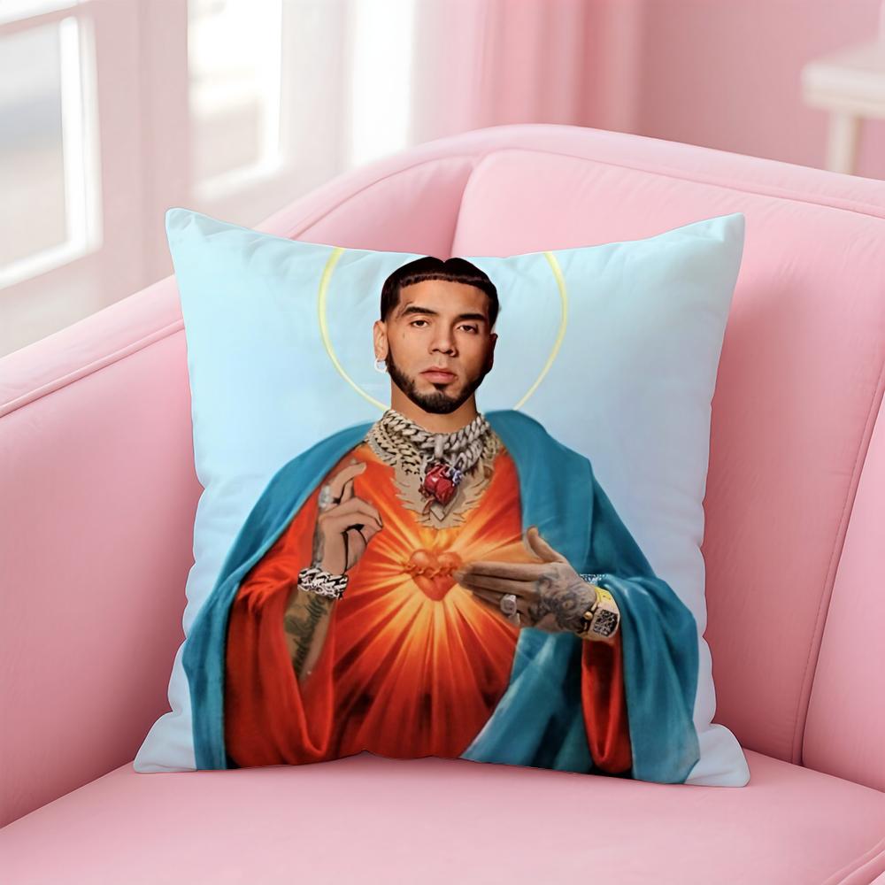 Latin Trap Rapper A-Anuel Aa Cushion Cover Pillowcase Short Plush Invisible Zipper Room Sofa Cushion Cover