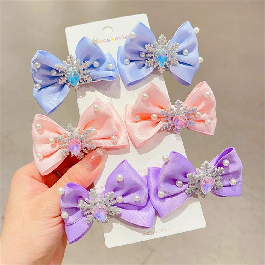 2PCS Children's Hair Hairpin Headwear, Sweet Three-dimensional Crown Clip for Baby Girls, Princess Mesh, Bow Hair Clip