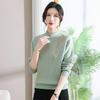 New middle-aged and elderly women's semi-turtleneck warm knitted jacquard bottoming shirt mother sweater piled and thickened autumn and winter