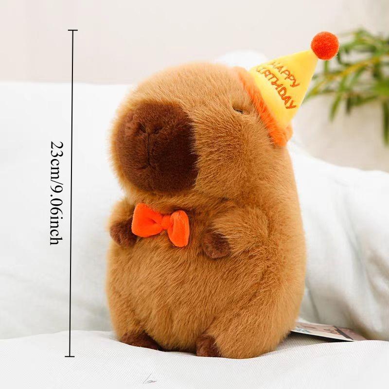 Jucărie de pluș Capibara Pălărie de ziua de naștere Păpușă Drăguță Capibara Umplută Breloc Pluș Păpușă Pufoasă Jucărie Cadou de ziua de naștere Kawaii Inel de chei pentru geantă