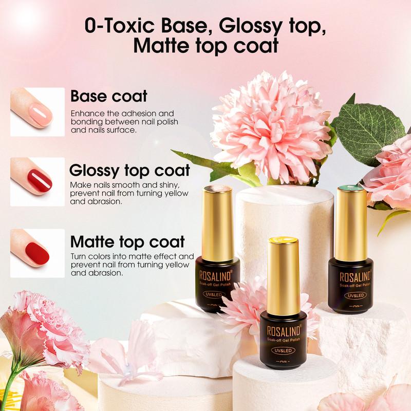 ROSALIND 48pcs UV Nail Kits Gel Set Nail Gel Glossy Matte Effect Nail Polish Soak Off Hybrid Semi Permanent Nail Art