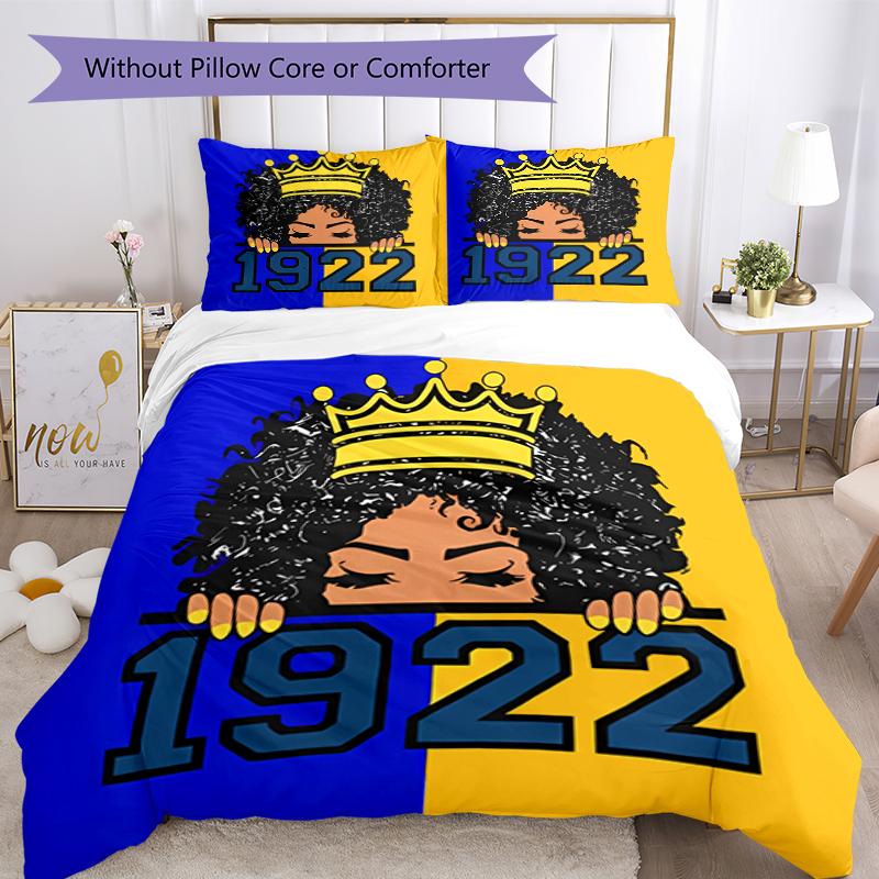 3pcs Sigma SGR Gamma Rho Pattern Bedding Set Duvet Cover Set Includes Duvet Cover &pillowcases, Perfect All Season Bedroom Decoration & Gift