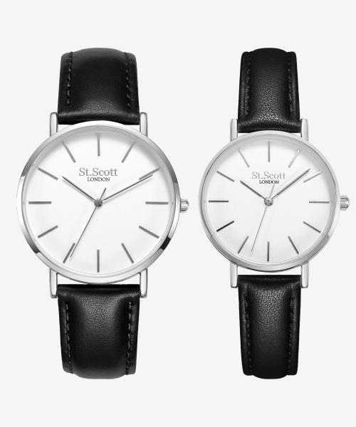 

[SAINT SCOTT LONDON] SAINT SCOTT LONDON Grain Classic Couple Watch - Silver Black ST7011-SWBK ST7011L-SWBK