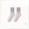 Female Spring and Autumn Gradient Color Embroidery Sweat Absorbent Breathable Boneless Anti Pilling Tube Stack Socks