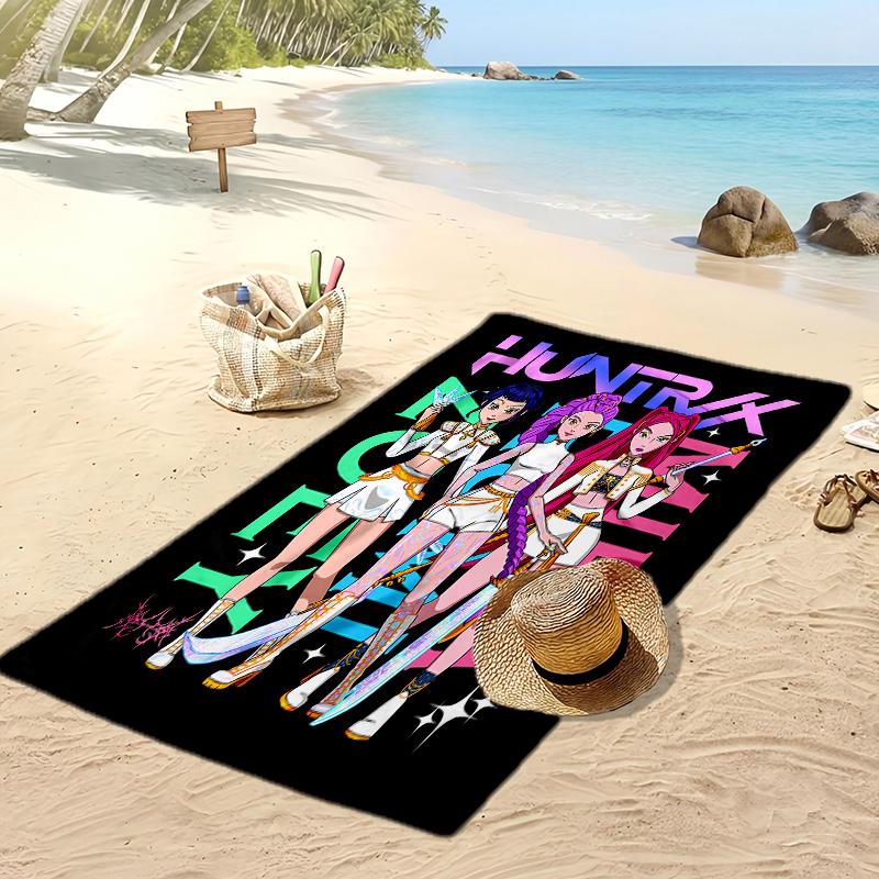 Asciugamano da Spiaggia Stampato Kpop Demon Hunters, Asciugamano Grande Assorbente ad Asciugatura Rapida per Estate e Attività all'Aperto in Acqua