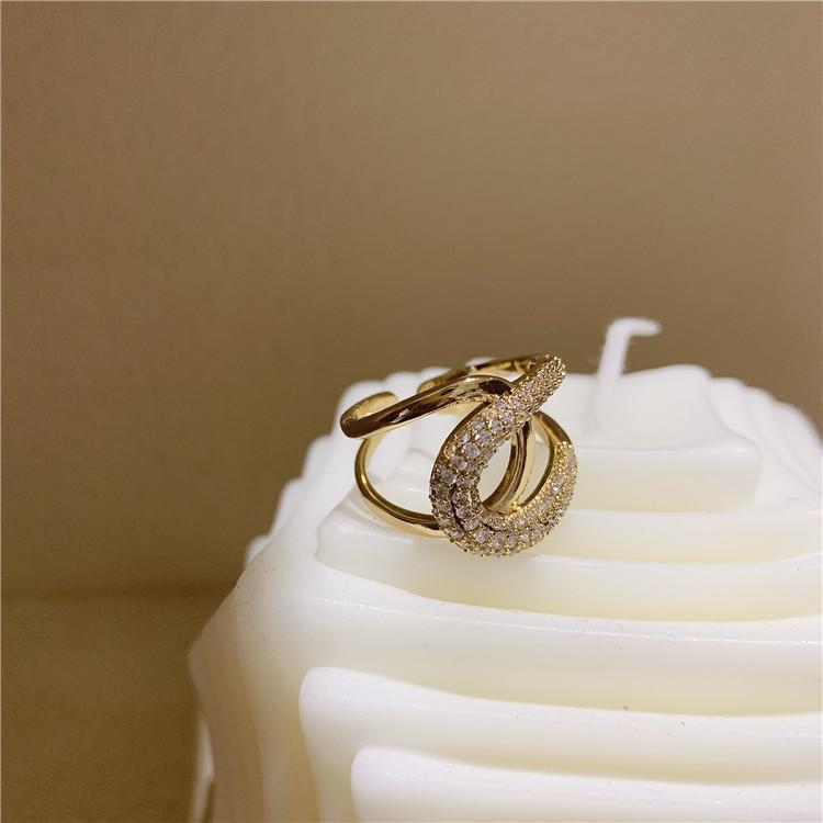 Rhinestone Exquisite Korean Fivepointed Star Adjustable Open Ring For Women Fashion Jewelry