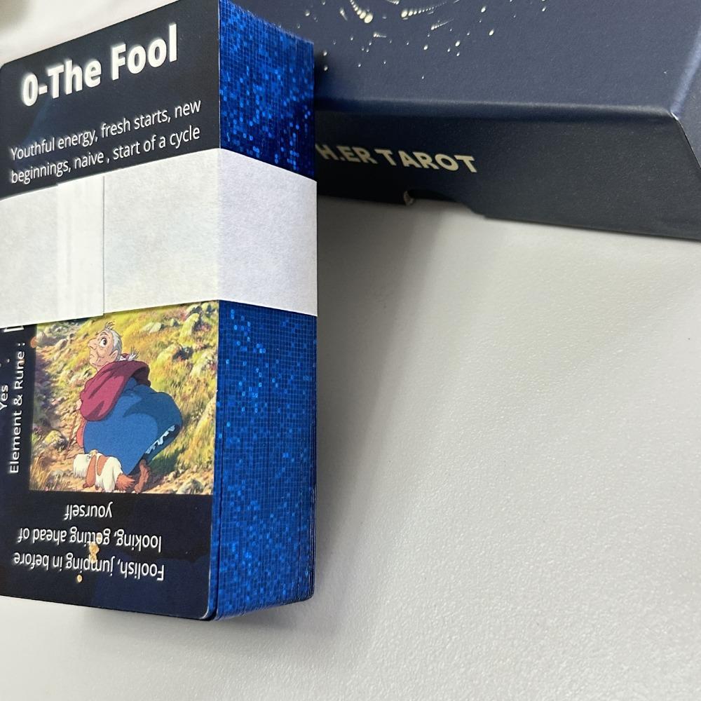 12*7cm H.ER Tarot Japanese Anime Themed 78 Pcs Cards Based On Howl's Moving Castle Ghibli Style Positive and Negative Keywords