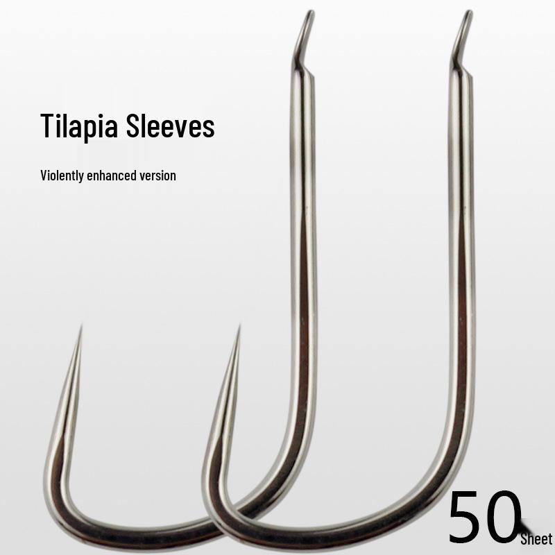 

Premium Carbon Steel Barbless Tilapia Fishing Hook - Long Shank & Reinforced for Optimal Catching No. 9
